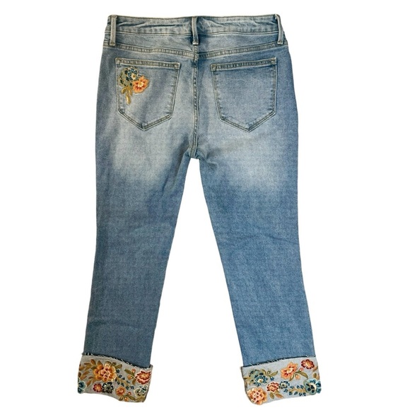 Driftwood Collette Embroidered Boho Hippie Gypsy Denim Jeans Womens Size 28 - Picture 3 of 7